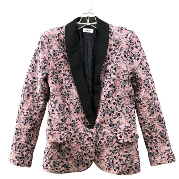 Zadig & Voltaire Pink Floral Blazer Womens 34 (2) Textured Velvet One Button - Picture 1 of 15